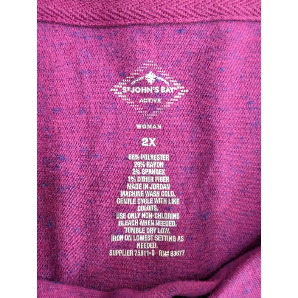 St Johns Bay Active Size 2X Pink V Neck Short Sleeve Womens Top - Picture 2 of 7